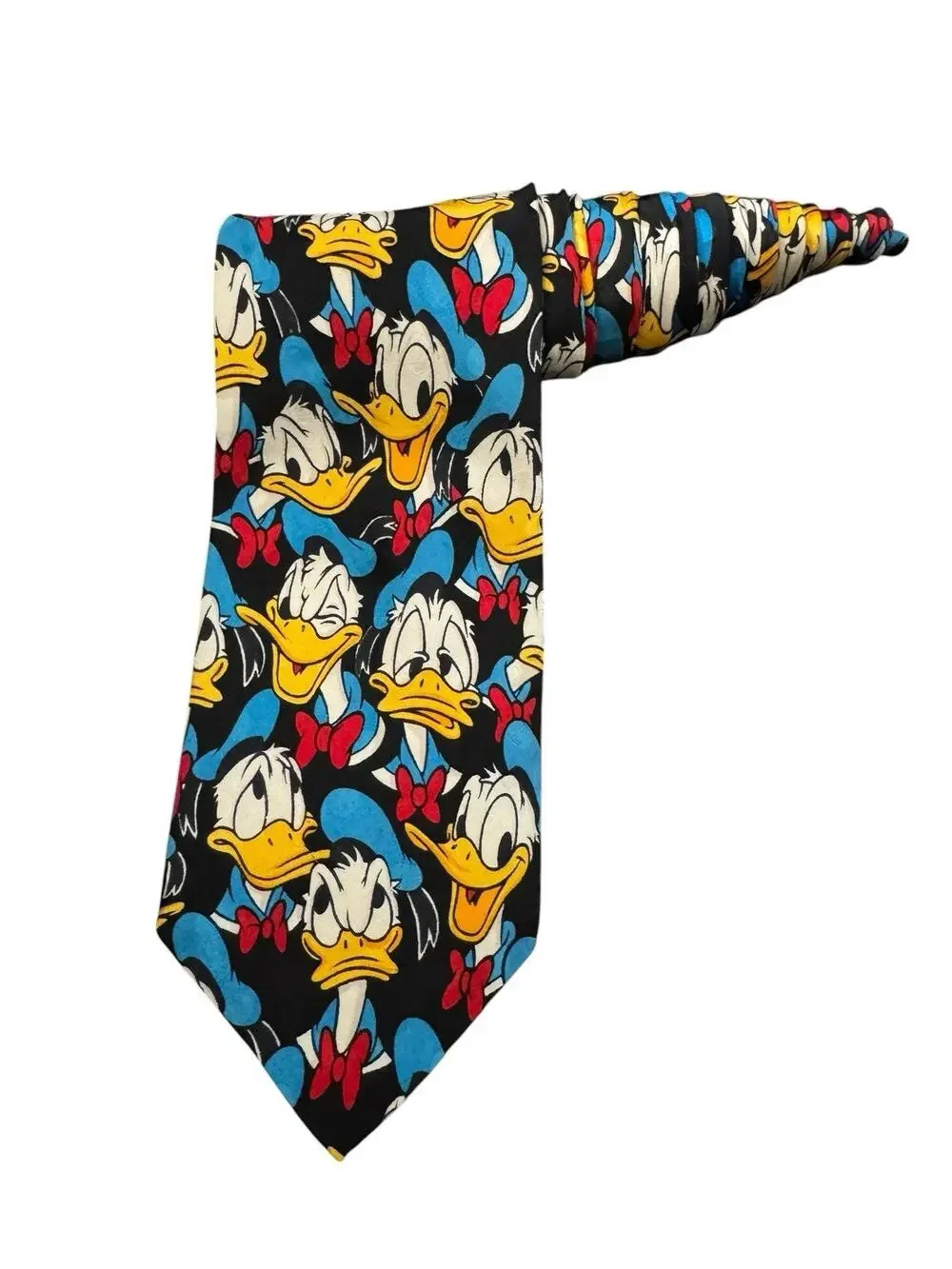 Disney Mickey Inc Donald Duck Faces Cartoon Vintage Novelty Necktie 100% Silk